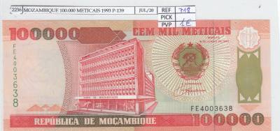 BILLETE MOZAMBIQUE 100.000 METICAIS 1993 P-139 SIN CIRCULAR
