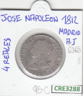 CRE3288 MONEDA ESPAÑA JOSE NAPOLEON 4 REALES 1812 MADRID BC