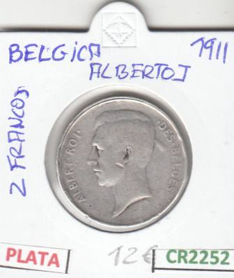 CR2252 MONEDA BELGICA 2 FRANCOS 1911 PLATA BC