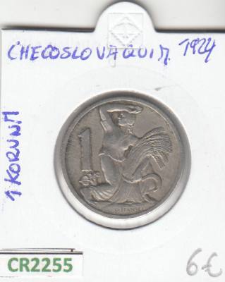 CR2255 MONEDA CHECSLOVAQUIA 1 KORUN 1924 BC