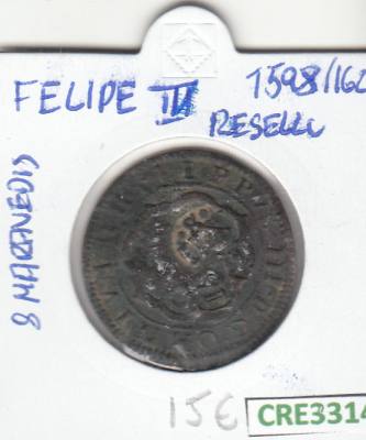CRE3314 MONEDA ESPAÑA FELIPE IV RESELLO 1598 8 MARAVEDI BC