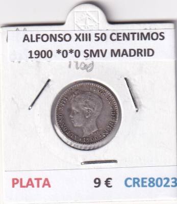 CRE8023 MONEDA ESPAÑA ALFONSO XIII 50 CENTIMOS 1900 *0*0 SMV MADRID