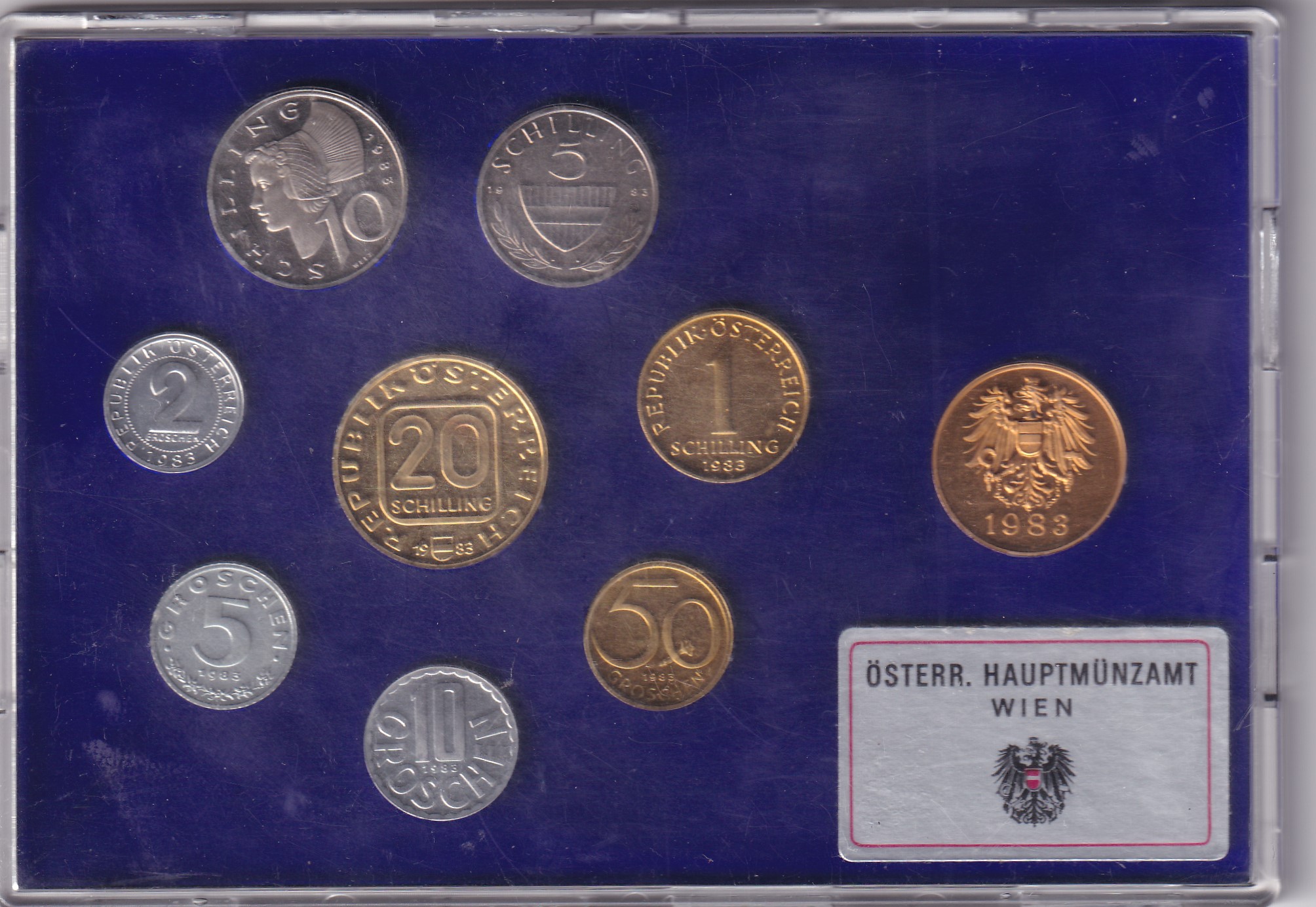 CREXP561 ESTUCHE MONEDAS AUSTRIA 1983 8 VALORS MAS MEDALLA