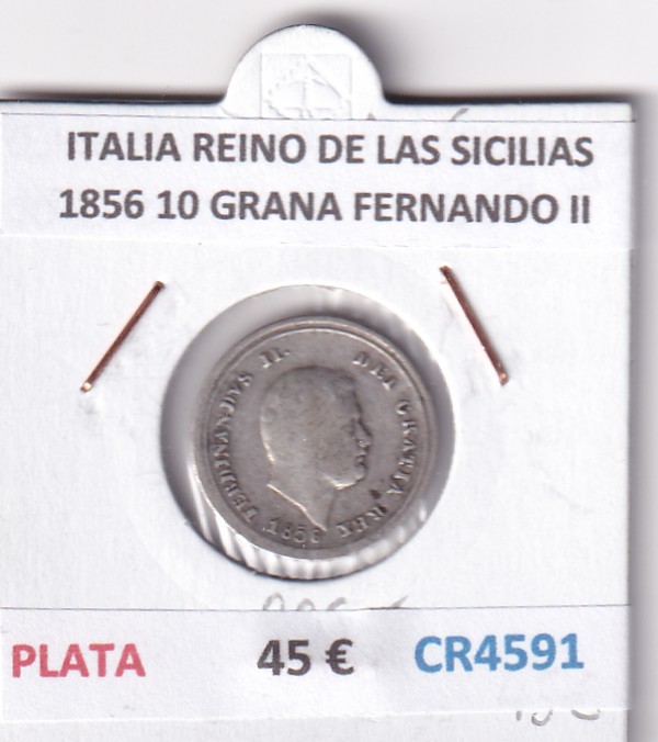 CR4591 MONEDA ITALIA REINO DE LAS SICILIAS 1856 10 GRANA FERNANDO II PLATA