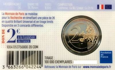 HEUR0422 COIN CARD MONEDA FRANCIA 2 EUROS 2020 (Investigación médica)