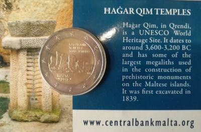 HEUR0608 MONEDA MALTA 2 EUROS 2017 (Templos prehistóricos) COIN CARD