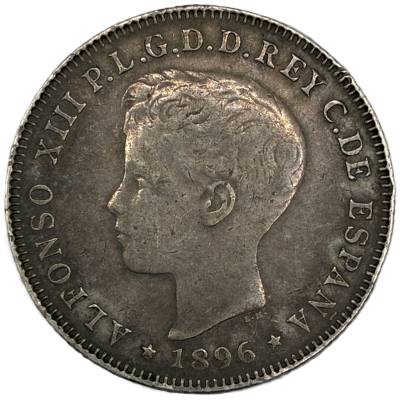 CRE0314 MONEDA  ESPAÑA ALFONSO XIII PUERTO RICO 40 CENTAVOS 1896 PLATA