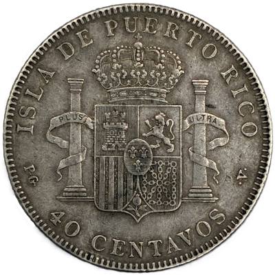 CRE0314 MONEDA  ESPAÑA ALFONSO XIII PUERTO RICO 40 CENTAVOS 1896 PLATA