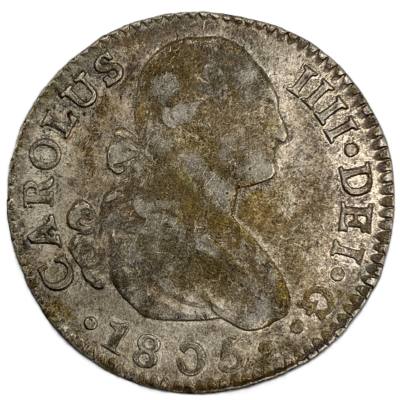 CRE3310 MONEDA ESPAÑA FELIPE IV 2 REALES 1805 SEVILLA PLATA MBC