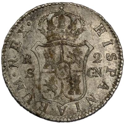 CRE3310 MONEDA ESPAÑA FELIPE IV 2 REALES 1805 SEVILLA PLATA MBC