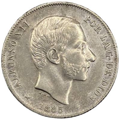 CRE7840 MONEDA ESPAÑA ALFONSO XII 20 CTS DE PESO MANILA 1885 PLATA RARA