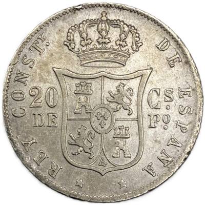 CRE7840 MONEDA ESPAÑA ALFONSO XII 20 CTS DE PESO MANILA 1885 PLATA RARA