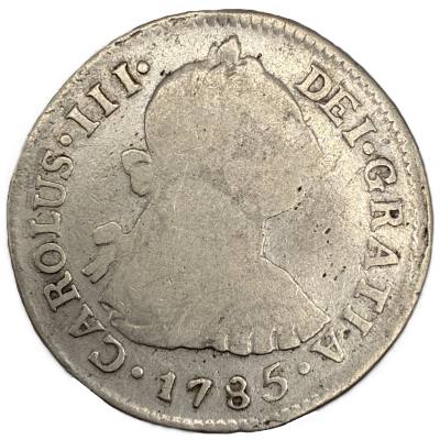 CRE6700 MONEDA ESPAÑA CARLOS III 2 REALES 1783 LIMA MI RARA PLATA