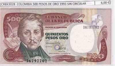 CRBX3028 BILLETE COLOMBIA 500 PESOS DE ORO 1993 SIN CIRCULAR