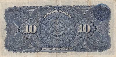 CRBX2678 BILLETE MEXICO 10 PESOS 1915 SERIE I BC+