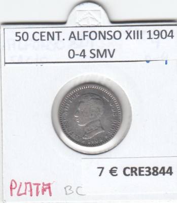 CRE3844 MONEDA ESPAÑA 50 CENTIMOS ALFONSO XIII 1904 0-4 SMV PLATA BC