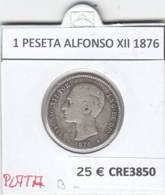 CRE3850 MONEDA ESPAÑA 1 PESETA ALFONSO XII 1876 PLATA BC