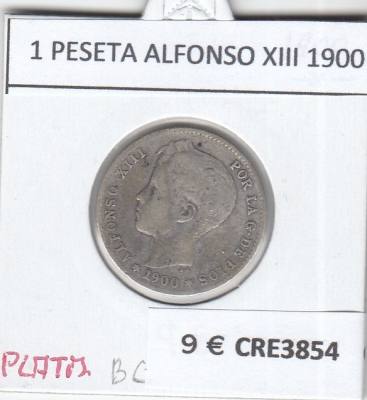 CRE3854 MONEDA ESPAÑA 1 PESETA ALFONSO XIII 1900 PLATA BC