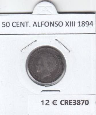 CRE3870 MONEDA ESPAÑA 50 CENTIMOS ALFONSO XIII 1894  PLATA BC