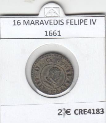 CRE4183 MONEDA ESPAÑA 16 MARAVEDIS FELIPE IV 1661 EBC-