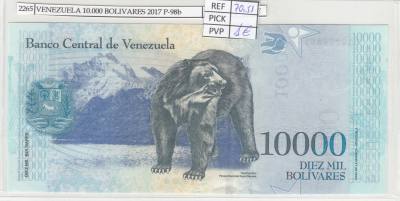 BILLETE VENEZUELA 10.000 BOLIVARES 2017 P-98b SIN CIRCULAR