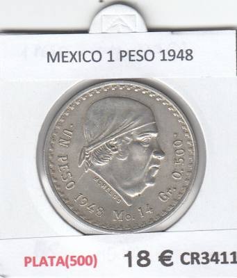 CR3411 MONEDA MEXICO 1 PESO 1948 PLATA (500) MBC