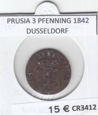 CR3412 MONEDA PRUSIA 3 PFENNING 1842 CECA DUSSELDORF BC