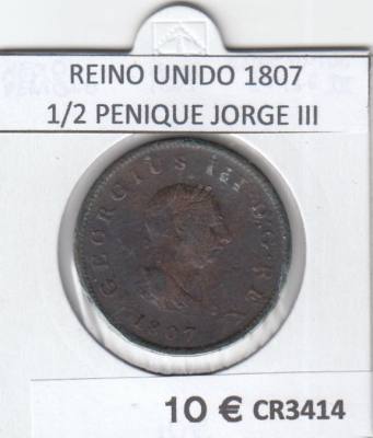 CR3414 MONEDA REINO UNIDO 1/2 PENIQUE 1807 JORGE III BC