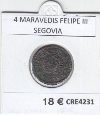 CRE4231 MONEDA ESPAÑA 4 MARAVEDIS FELIPE III SEGOVIA MC