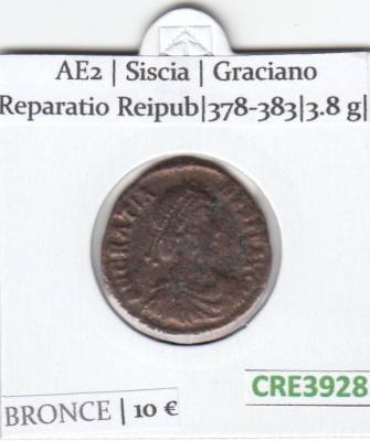 CRE3928 MONEDA ROMANA AE2 SISCIA GRACIANO REPARATIO REIPUB 378-383