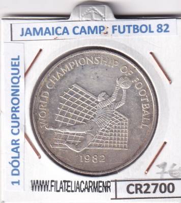 CR2700 MONEDA JAMAICA 1 DÓLAR 1982 MUNDUAL FUTBOL 