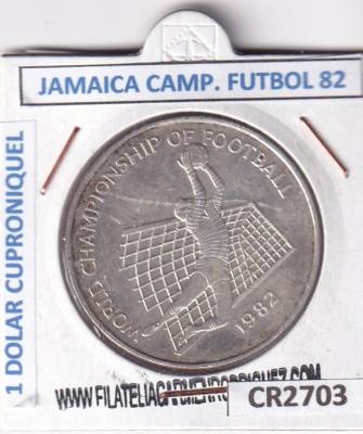 CR2703 MONEDA JAMAICA 1 DÓLAR 1982 MUNDUAL FUTBOL 