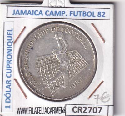 CR2707 MONEDA JAMAICA 1 DÓLAR 1982 MUNDUAL FUTBOL 
