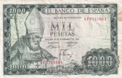 CRBS1395 BILLETE ESPAÑA 1000 PESETAS 1965 BC