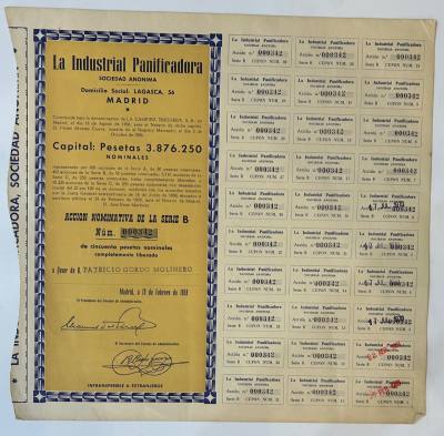 L059 ACCION ANTIGUA INDUSTRIA PANIFICADORA DE MADRID VER FOTO