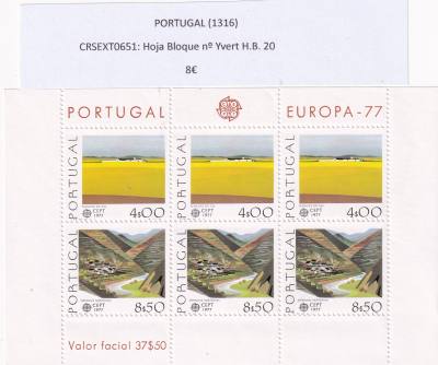 CRSEXT0651 SELLOS PORTUGAL Hoja Bloque nº Yvert H.B. 20