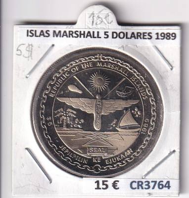 CR3764 MONEDA ISLAS MARSHALL 5 DOLARES 1989 CUPRONIQUEL