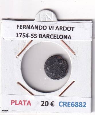 CRE6882 MONEDA ESPAÑA FERNANDO VI ARDOT 1754-55 BARCELONA