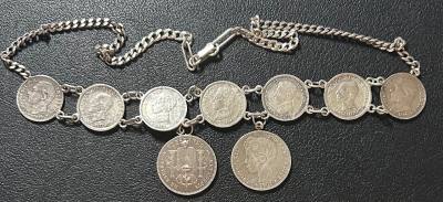 CREXP552 CADENA DE PLATA CON MONEDAS DIFERENTES DE ESPAÑA 37 GR