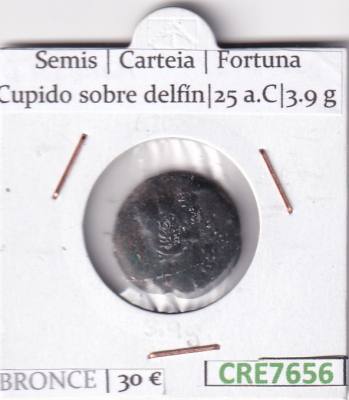 CRE7656 MONEDA IBERA  SEMIS CARTEIA FORTUNA CUPIDO SOBRE DELFIN 25 A.C