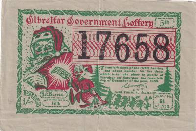 CRBL0534 BILLETE LOTERIA GIBRALTAR DE NAVIDAD 1958 1º SERIE