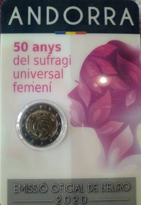 HEUR0615 MONEDA ANDORRA 2 EUROS 2020 (Sufragio femenino) COIN CARD
