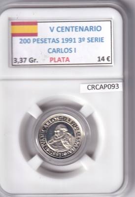 CRCAP093 MONEDA ESPAÑA V CENTENARIO 20 PESETAS 1991 3º SERIE CARLOS I