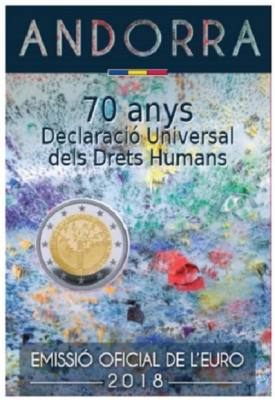 HEUR0628 MONEDA ANDORRA 2 EUROS 2018 (Derechos humanos) COIN CARD
