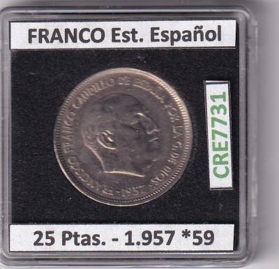 CRE7731 MONEDA ESPAÑA ESTADO ESPAÑOL 25 PESETAS 1957 *59