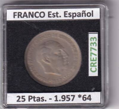 CRE7733 MONEDA ESPAÑA ESTADO ESPAÑOL 25 PESETAS 1957 *64