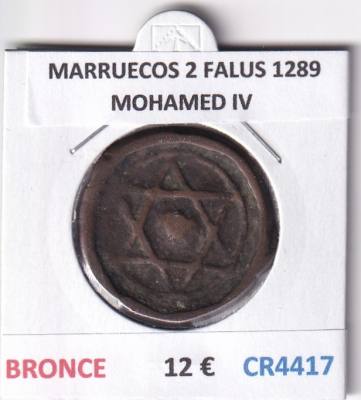 CR4417 MONEDA MARRUECOS 2 FALUS 1289 MOHAMED IV BRONCE 