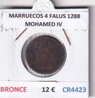 CR4423 MONEDA MARRUECOS 4 FALUS 1288 MOHAMED IV BRONCE 