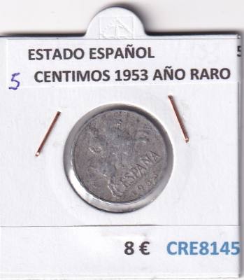 CRE8145 MONEDA ESPAÑA ESTADO ESPAÑOL 5 CENTIMOS 1953 AÑO RARO