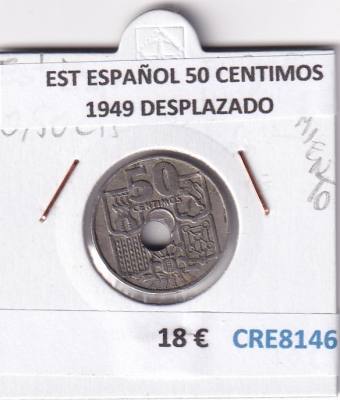 CRE8146 MONEDA ESPAÑA ESTADO ESPAÑOL 50 CENTIMOS 1949 DESPLAZADO